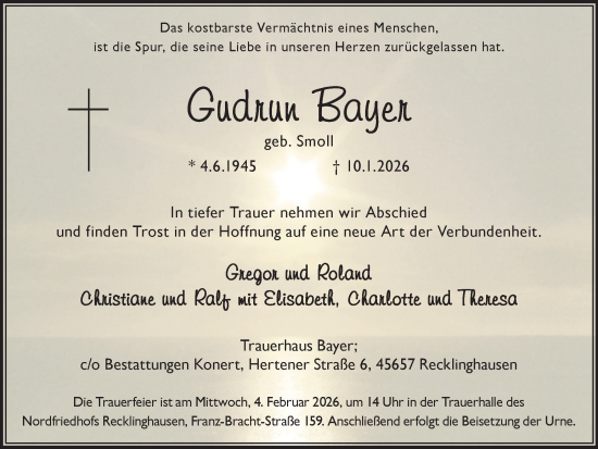 Traueranzeige von Gudrun Bayer von Trauer Vest