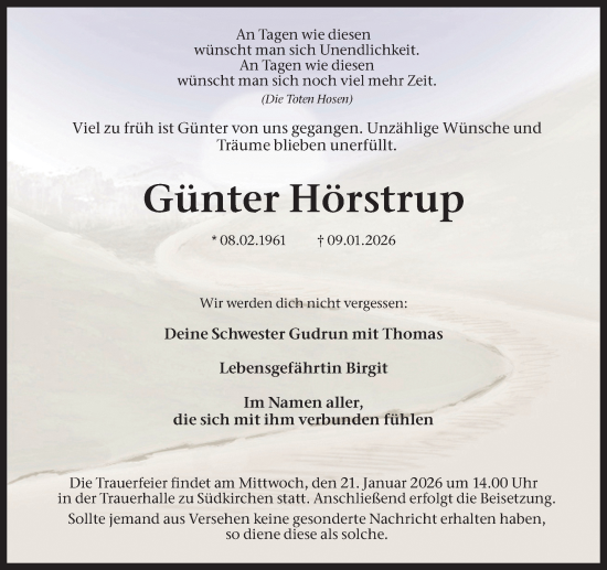 Traueranzeige von Günter Hörstrup von Ruhr Nachrichten