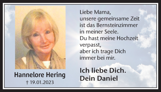 Traueranzeige von Hannelore Hering von Trauer Vest