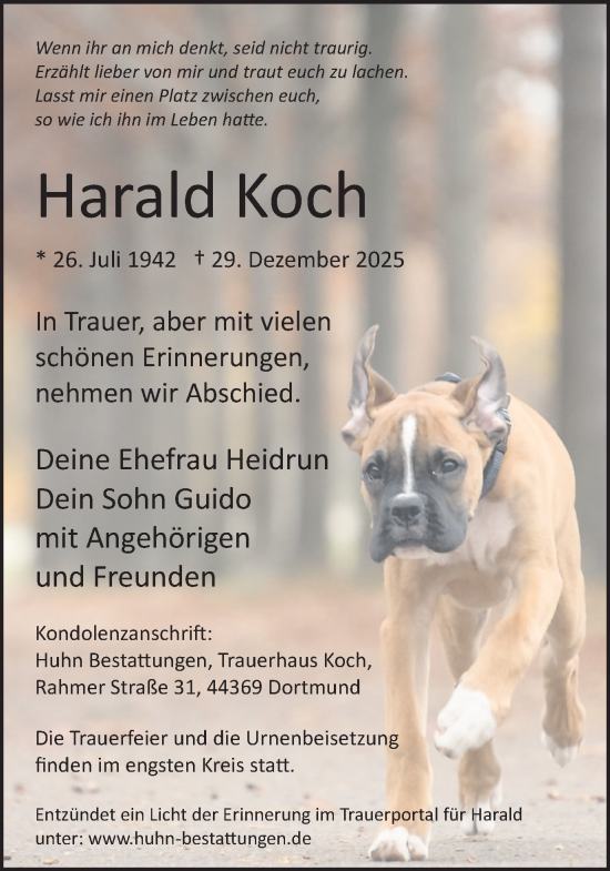 Traueranzeige von Harald Koch von Ruhr Nachrichten