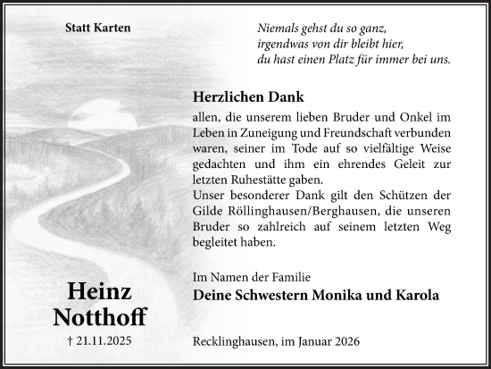 Traueranzeige von Heinz Notthoff von Trauer Vest