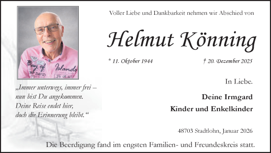 Traueranzeige von Helmut Könning von Münsterland Zeitung