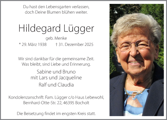 Traueranzeige von Hildegard Lügger 