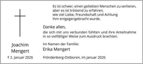 Traueranzeige von Joachim Mengert von Hellweger Anzeiger