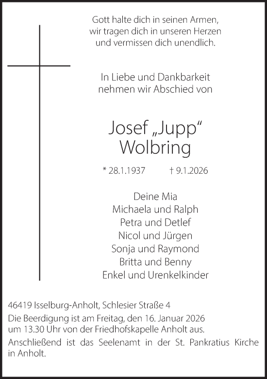 Traueranzeige von Josef Wolbring 