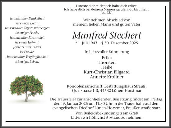 Traueranzeige von Manfred Stechert von Ruhr Nachrichten