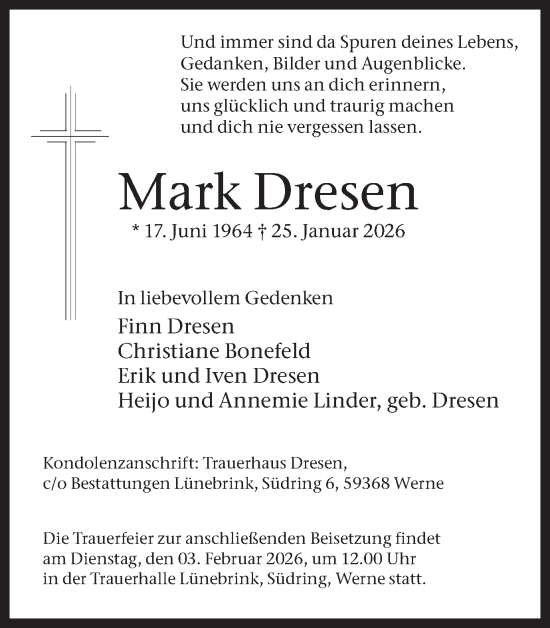 Traueranzeige von Mark Dresen von Ruhr Nachrichten
