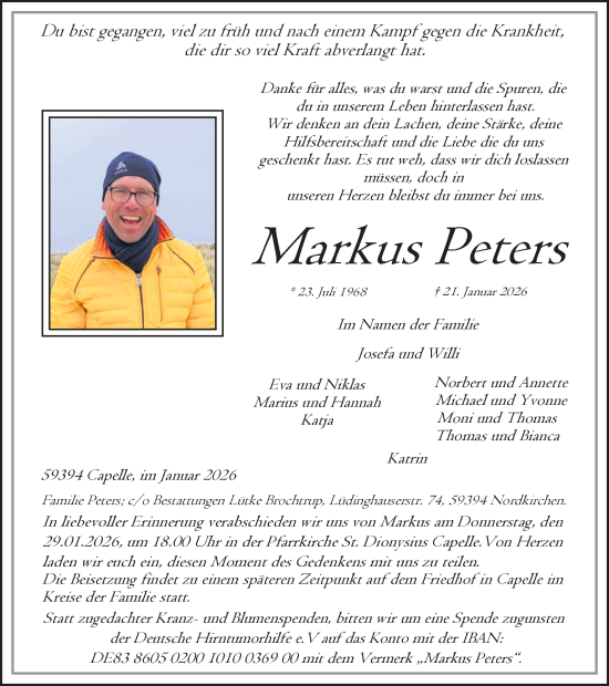 Traueranzeige von Markus Peters von Ruhr Nachrichten