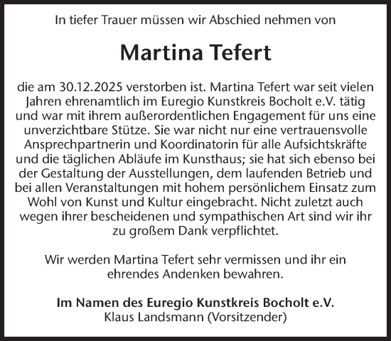 Traueranzeige von Martina Tefert 