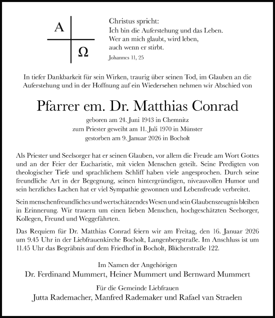 Traueranzeige von Matthias Conrad 