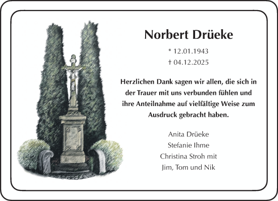 Traueranzeige von Norbert Drüeke 