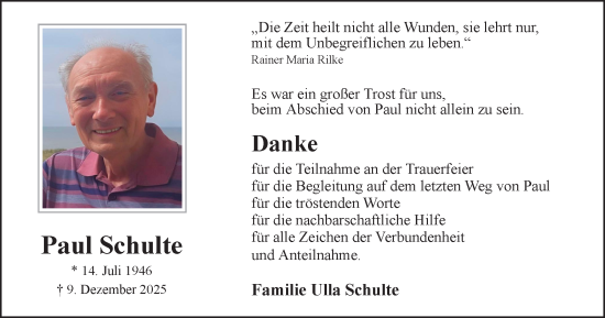 Traueranzeige von Paul Schulte von Münsterland Zeitung