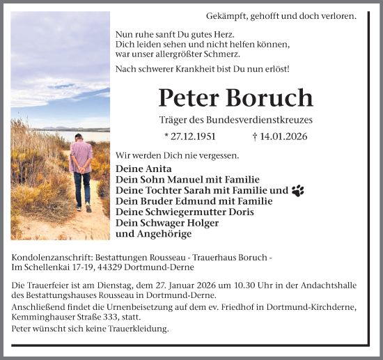 Traueranzeige von Peter Boruch von Ruhr Nachrichten
