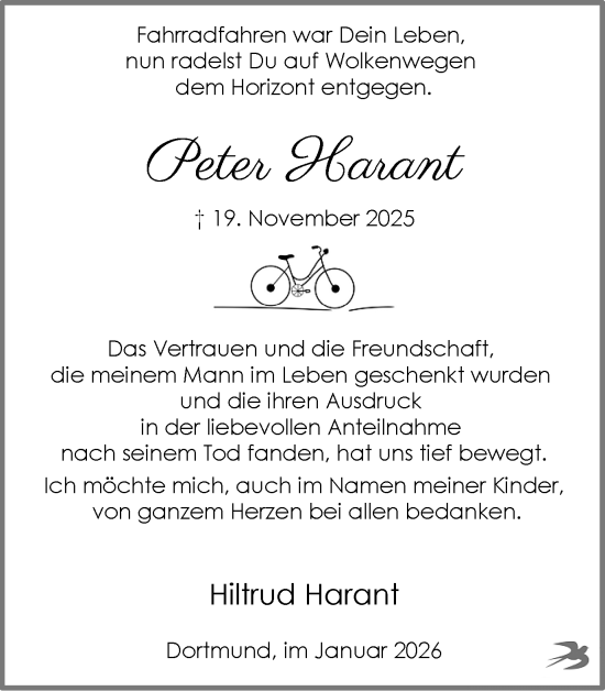 Traueranzeige von Peter Harant von Ruhr Nachrichten