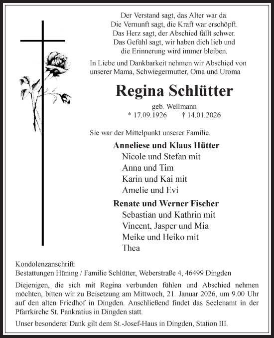 Traueranzeige von Regina Schlütter 