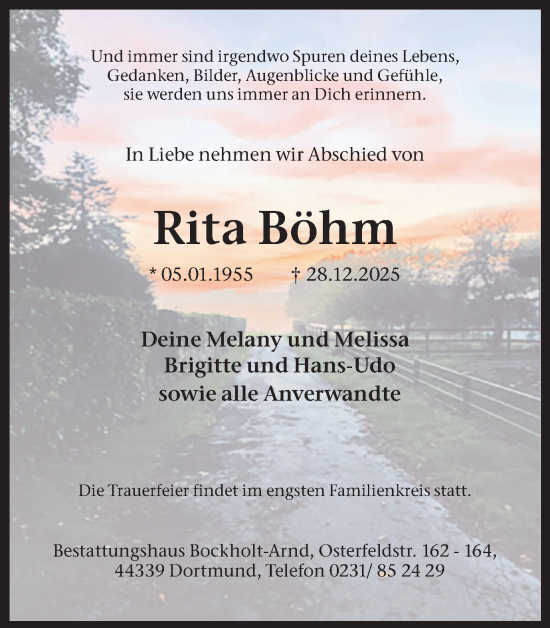 Traueranzeige von Rita Böhm von Ruhr Nachrichten