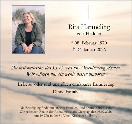 Traueranzeige von Rita Harmeling von Münsterland Zeitung