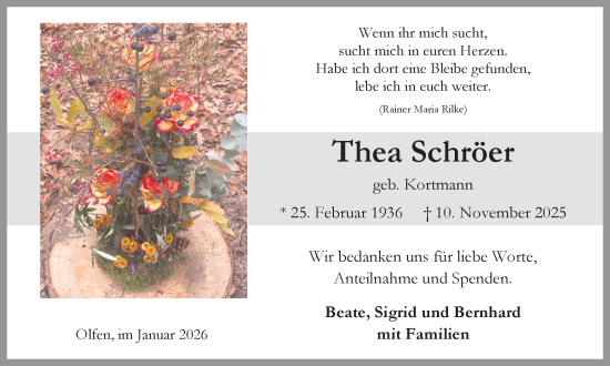 Traueranzeige von Thea Schröer von Ruhr Nachrichten