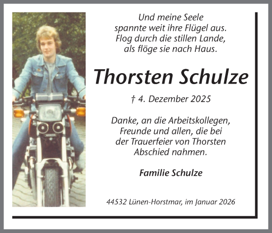 Traueranzeige von Thorsten Schulze von Ruhr Nachrichten