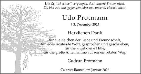 Traueranzeige von Udo Protmann von Stadtanzeiger Castrop-Rauxel
