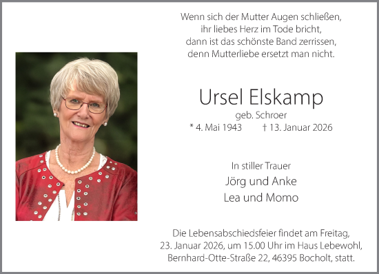Traueranzeige von Ursel Elskamp 