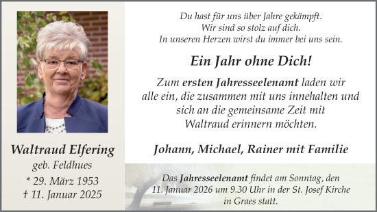 Traueranzeige von Waltraud Elfering von Münsterland Zeitung