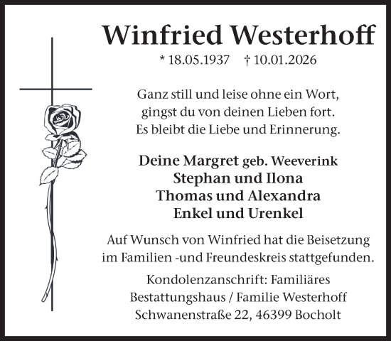 Traueranzeige von Winfried Westerhoff 
