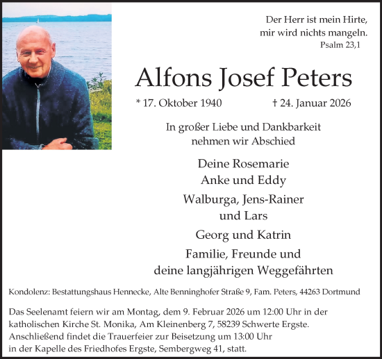 Traueranzeige von Alfons Josef Peters von Ruhr Nachrichten