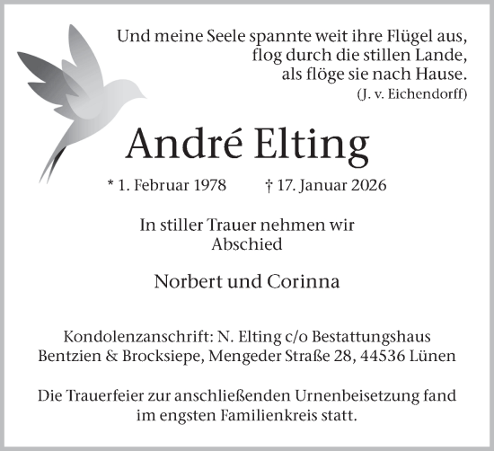 Traueranzeige von André Elting von Lüner Anzeiger