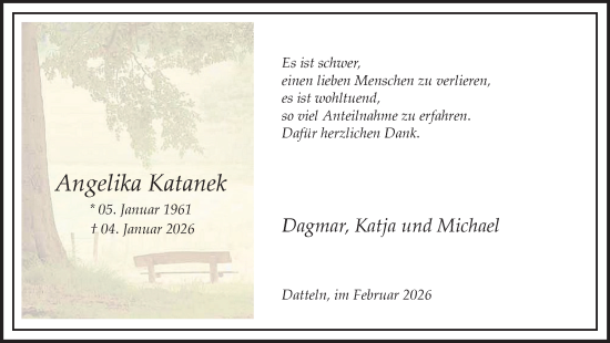 Traueranzeige von Angelika Katanek von Trauer Vest