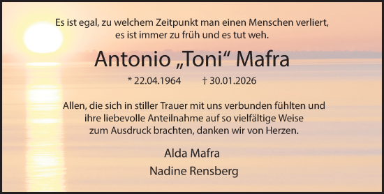 Traueranzeige von Antonio Mafra 