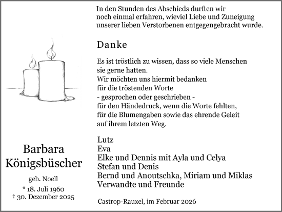 Traueranzeige von Barbara Königsbüscher von Stadtanzeiger Castrop-Rauxel