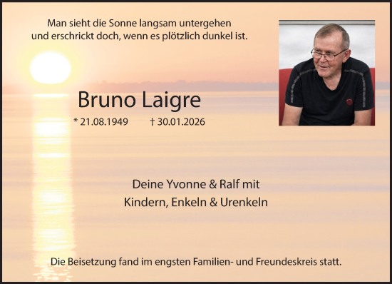 Traueranzeige von Bruno Laigre 
