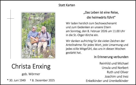 Traueranzeige von Christa Enxing von Münsterland Zeitung