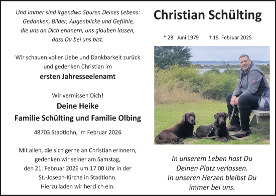 Traueranzeige von Christian Schülting von Münsterland Zeitung