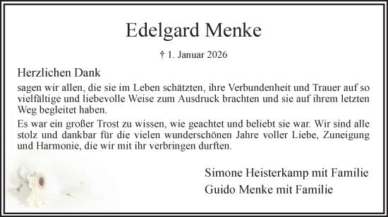 Traueranzeige von Edelgard Menke von Ruhr Nachrichten