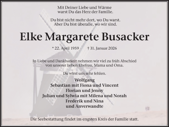 Traueranzeige von Elke Margarete Busacker von Stadtanzeiger Castrop-Rauxel