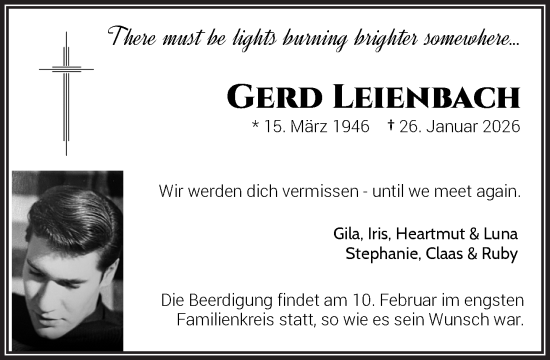 Traueranzeige von Gerd Leienbach 