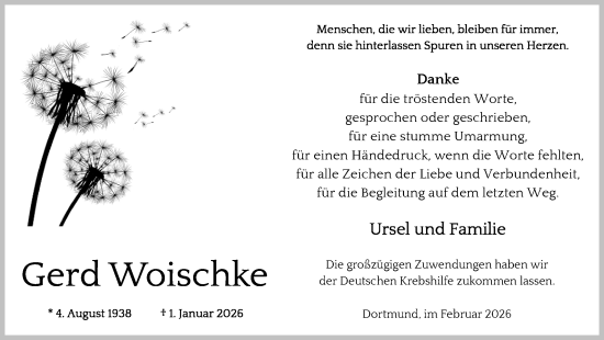Traueranzeige von Gerd Woischke von Ruhr Nachrichten