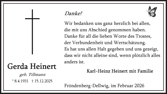 Traueranzeige von Gerda Heinert von Hellweger Anzeiger
