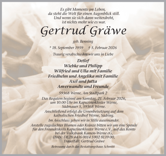 Traueranzeige von Gertrud Gräwe von Ruhr Nachrichten
