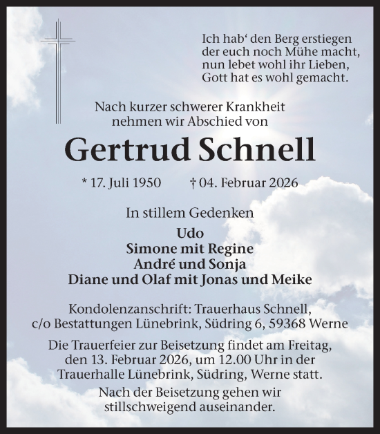 Traueranzeige von Gertrud Schnell von Ruhr Nachrichten