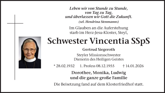 Traueranzeige von Gertrud Siegeroth von Lüner Anzeiger