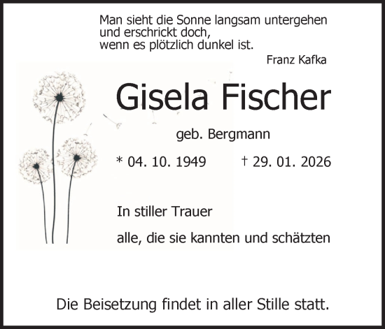Traueranzeige von Gisela Fischer von Ruhr Nachrichten
