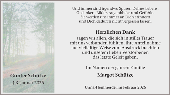 Traueranzeige von Günter Schütze von Hellweger Anzeiger