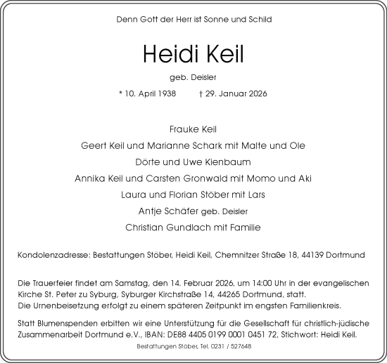 Traueranzeige von Heidi Keil von Ruhr Nachrichten