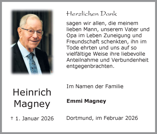 Traueranzeige von Heinrich Magney von Ruhr Nachrichten