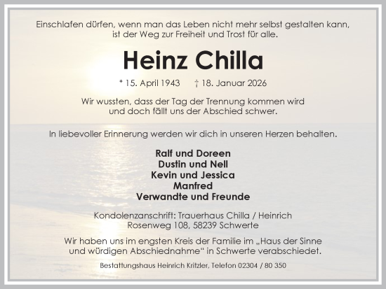 Traueranzeige von Heinz Chilla von Ruhr Nachrichten
