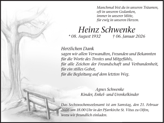 Traueranzeige von Heinz Schwenke von Ruhr Nachrichten