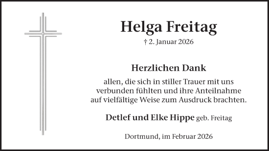 Traueranzeige von Helga Freitag von Ruhr Nachrichten